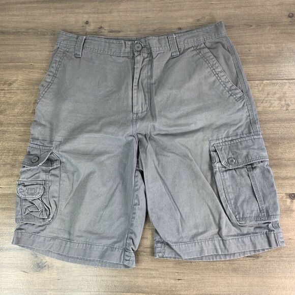 Ecko Unltd Mens Cargo Shorts Size 34 Actual 38W Gray Bermuda Pockets Hiking - Picture 1 of 10